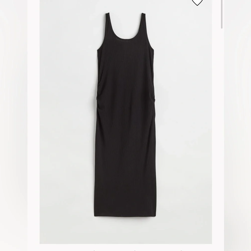 H&M Mama Fitted Ribbed Jersey Dress Black Sleeveless Midi XL